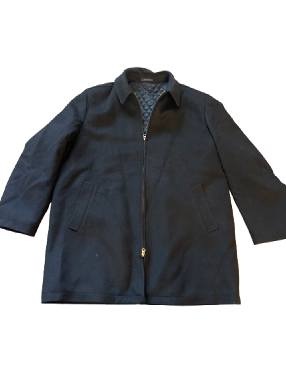 John W. Nordstrom Mens Black Zip Pocket Collared Wool Coat Jacket Blazer Size XL